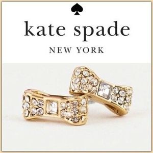 Kate Spade Gold Crystal Ready Set Bow Earrings NEW NWOT